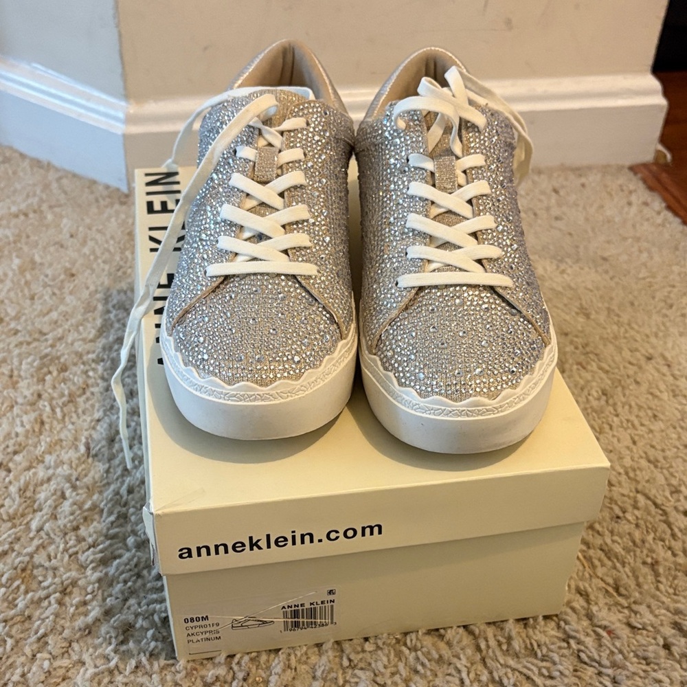 Anne Klein Women's Glittering Silver Sneakers